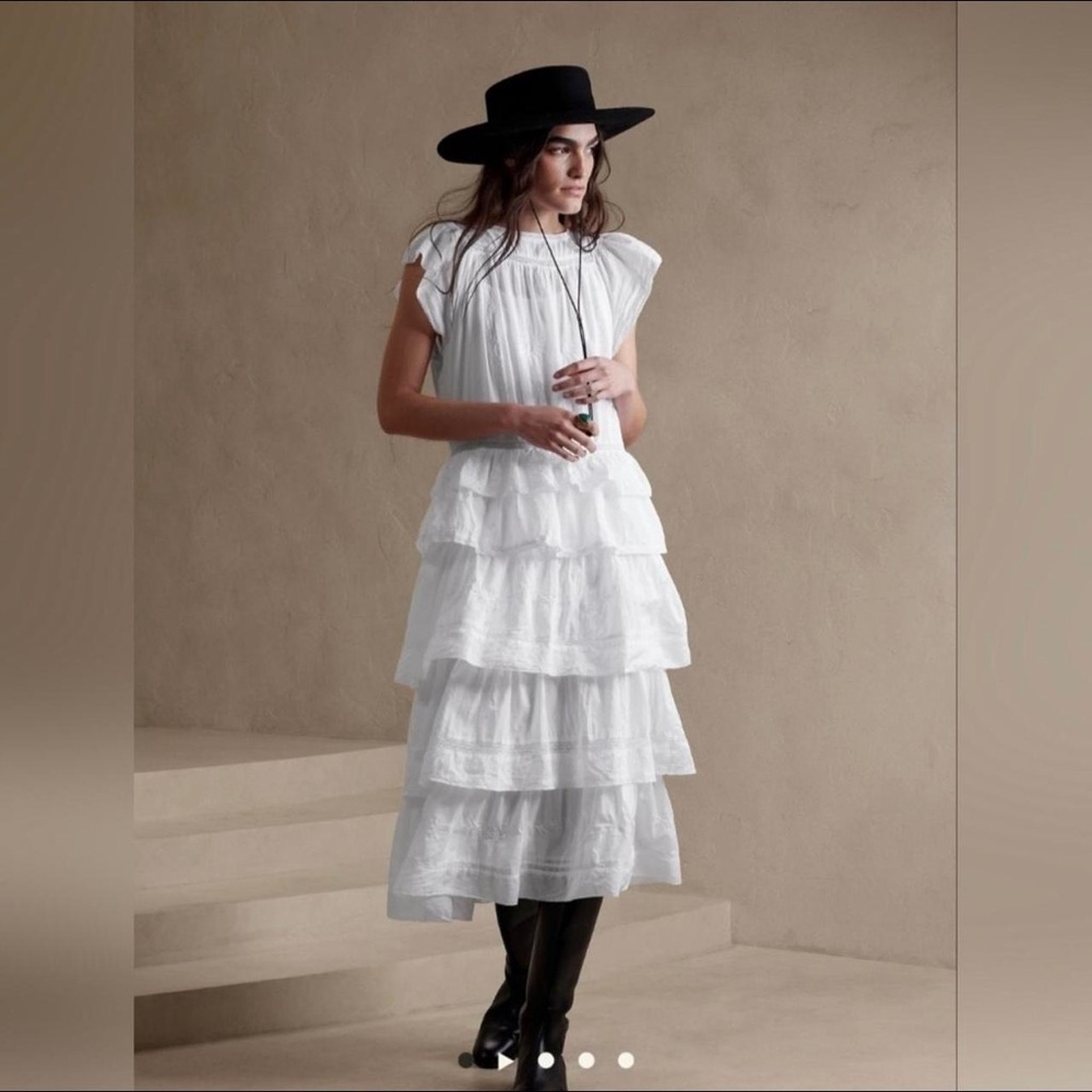 Banana Republic White Layered Maxi Dress